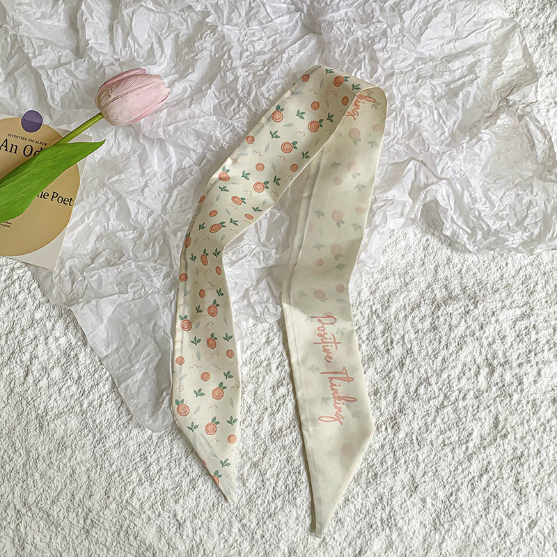 Bufanda de seda, banda larga, sensación de alta calidad, nuevo estilo, cuello, bufanda pequeña, serie de frutas, pañuelo para el cabello, cinta para el cabello
