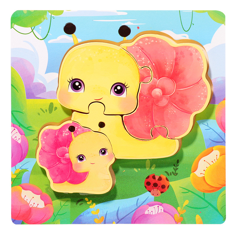 18 animales de dibujos animados de madera padres-hijos rompecabezas niños pequeños 1 - 3 - 5 años de iluminación educativa juguetes pequeños regalos