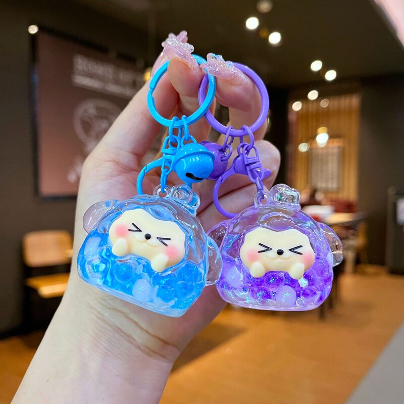 Tiktok Trending Mini Rice Dumpling Keychain Oil Flow Sand DIY Accessory Trendy Ornament Keychain Pendant