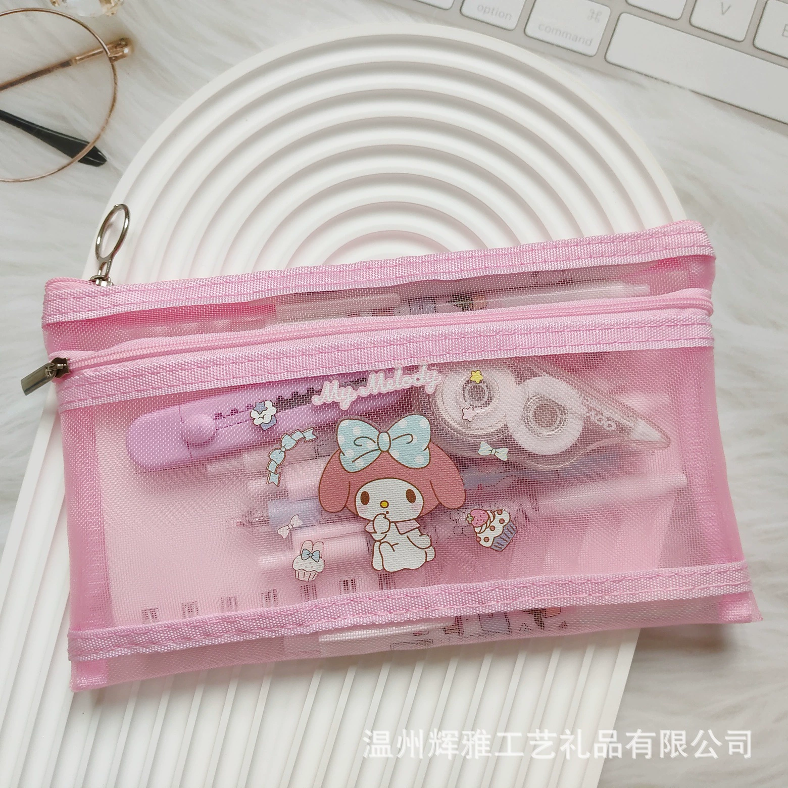 Nylon transparent double-layer pencil case for students, new collection