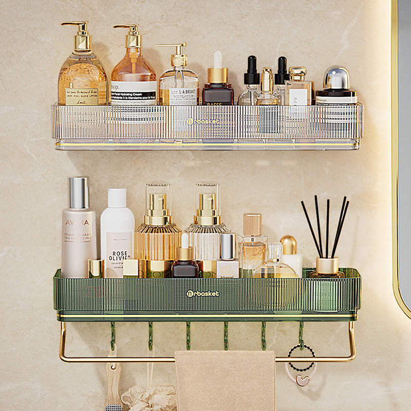 Bathroom Bathroom Storage Rack Punch-free Installation Space Aluminum Wall-mounted Towel Rack Toilet Storage Rack Upgrade Load-bearing