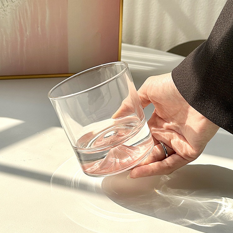 小眾設計感粉色觀山杯創意雪山玻璃杯子簡約山脈雞尾酒杯威士忌杯