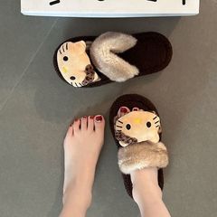 时尚设计感可爱卡通kt猫毛毛拖鞋女外穿2025秋冬季新款棉拖鞋棉鞋