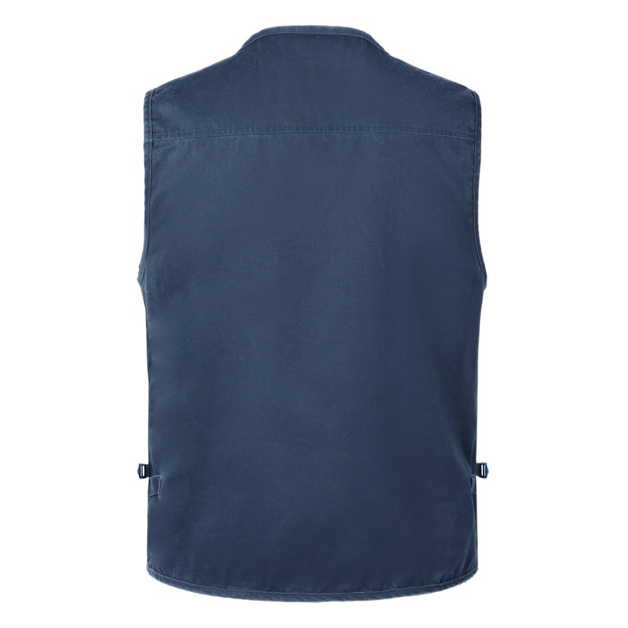 Primavera y otoño Chaleco de mezclilla multibolsillos para hombres de mediana edad y ancianos 16 bolsillos Chaleco de algodón 7XL de tamaño extra grande 4 pies de cintura