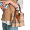 Cute shoulder bag, small bag, handheld fashionable linen bag to go out, Korean style, with little bears