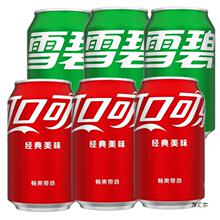 可口可乐330ml*6*18罐雪碧柠檬味可乐原味碳酸饮料含汽汽水易拉罐
