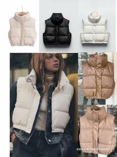European and American Wholesale Cross-Border Supply Wholesale Summer European and American Clothing Urban Casual Stand-Up Collar Imitation Leather Cotton Vest