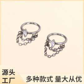 f136/G23锆石链条钛合金耳钉鼻环体穿刺饰品外贸热销工厂直销现货