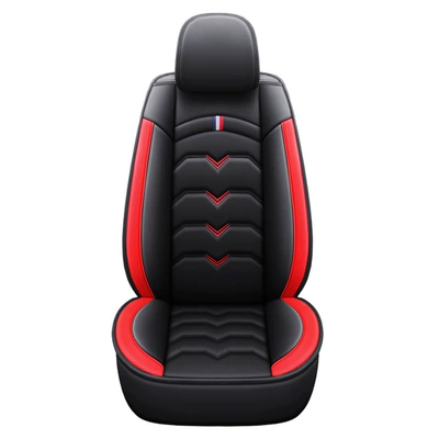 Cross-Border Foreign Trade Car Seat Cushions, Car Seat Covers, Autumn and Winter Leather Driver and Passenger Seat Covers, in Stock for Cross-Border Amazon (Seat cushion, seat cover) - black-red-single-seat-standard-version