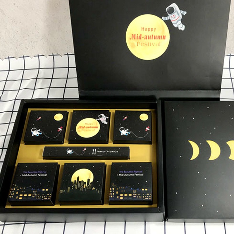 精装酒店中秋月饼礼品盒定/制天地盖盒新款包装盒6粒装月饼定/做
