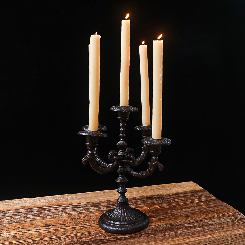 European retro three-headed candlestick, French and American iron candlestick, home wedding outfit, romantic decorative props and ornaments