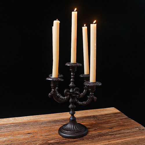 European retro three-headed candlestick, French and American iron candlestick, home wedding outfit, romantic decorative props and ornaments