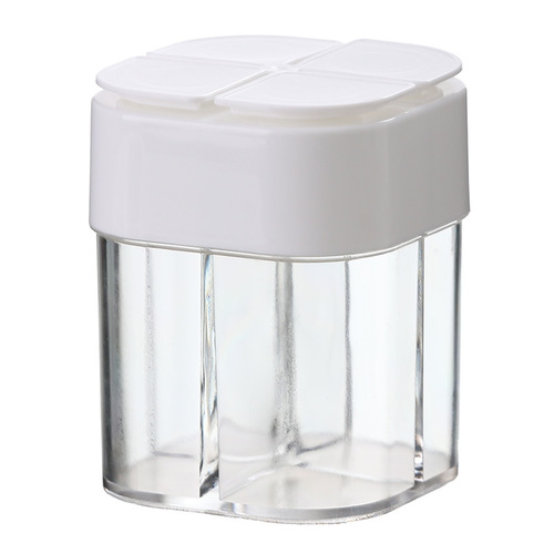 Four-in-one seasoning box household kitchen flip-top transparent seasoning jar outdoor barbecue portable compartmented seasoning box