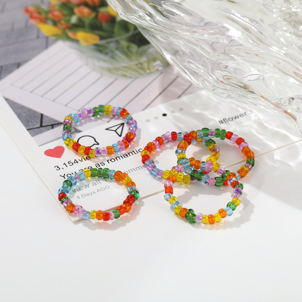 Simple Colorful Rice Bead Ring Wholesale Jewelry Nihaojewelry display picture 4