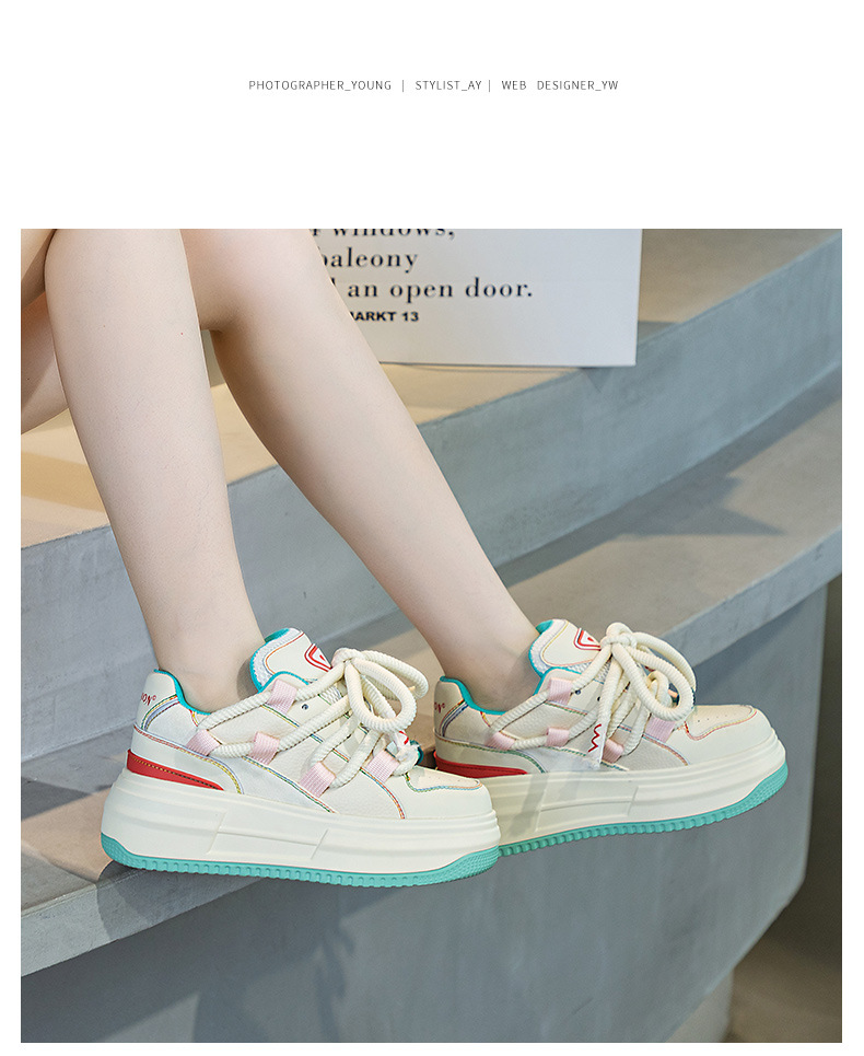 Damen Skateboard Sneaker Bunte Freizeitschuhe Mit Plateau_voghion.com