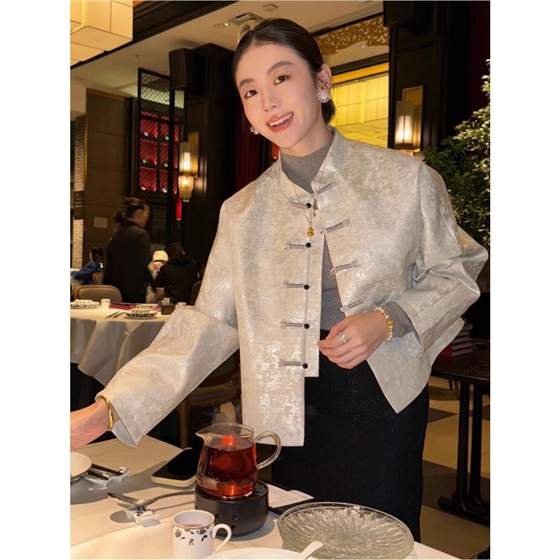 OK-3012 new Chinese-style light luxury buckle super good-looking national style short coat spring high-end temperament dignified upper