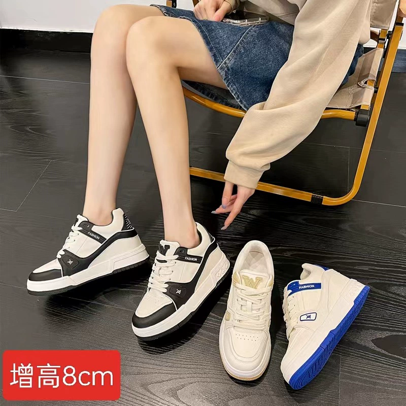 Женские белые кроссовки на толстой подошве, увеличивающие рост на 8 см, новинка весны и осени 2023 года, модная универсальная повседневная спортивная обувь.