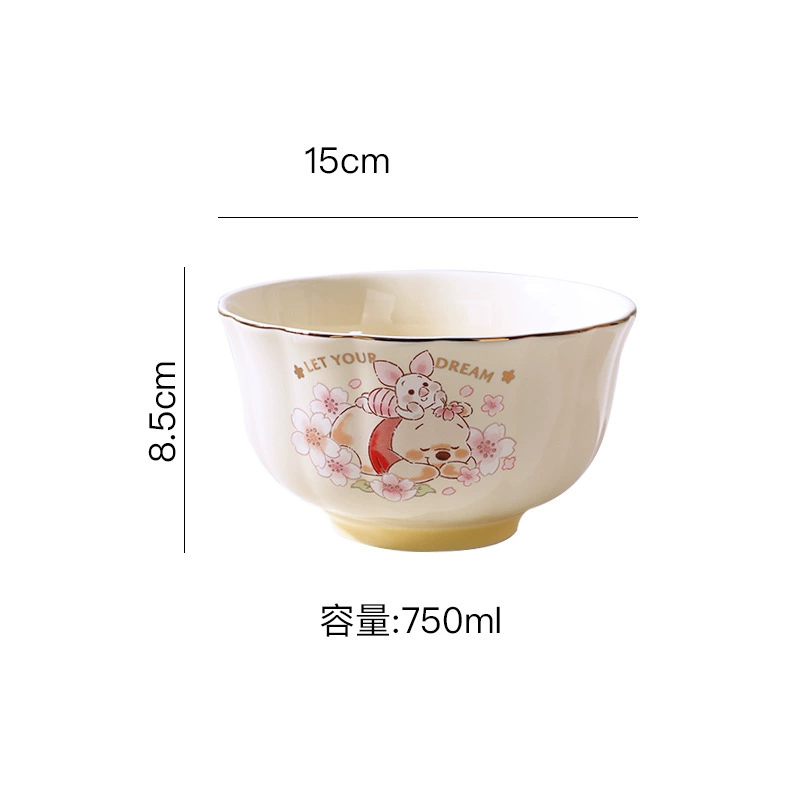 迪士尼 Ceramic cute tableware, set for home use, cartoon elite gift box, wholesale