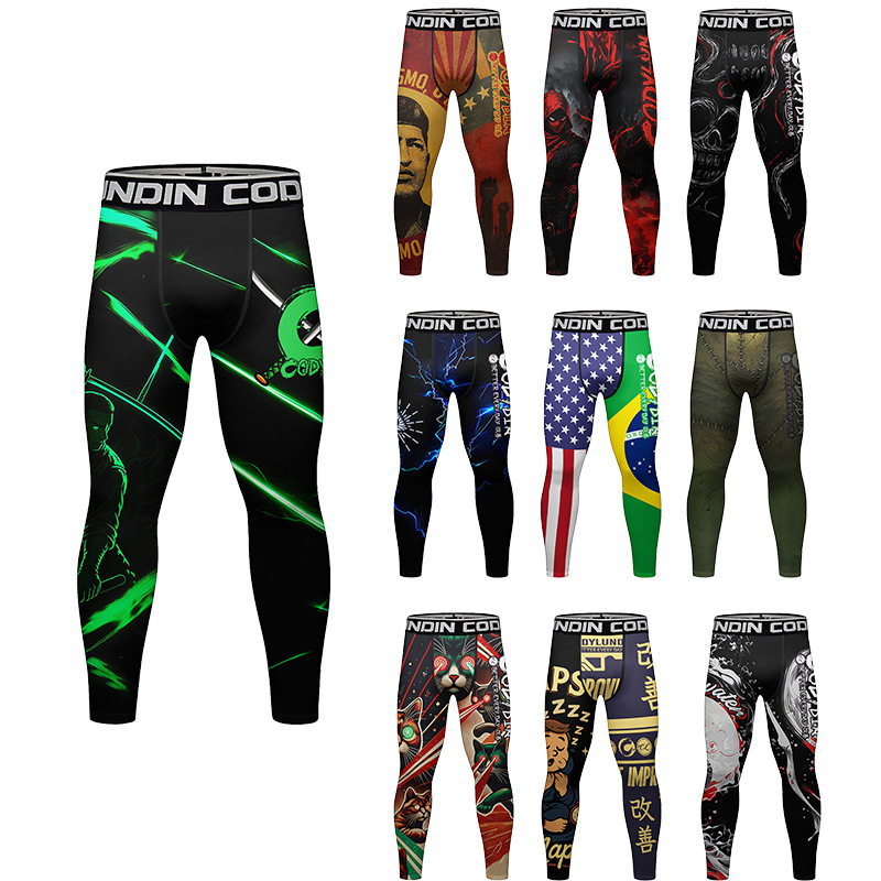 Men's New Sports Fitness Pants Running Basketball Printed Compression Tight Comfortable Casual Pants