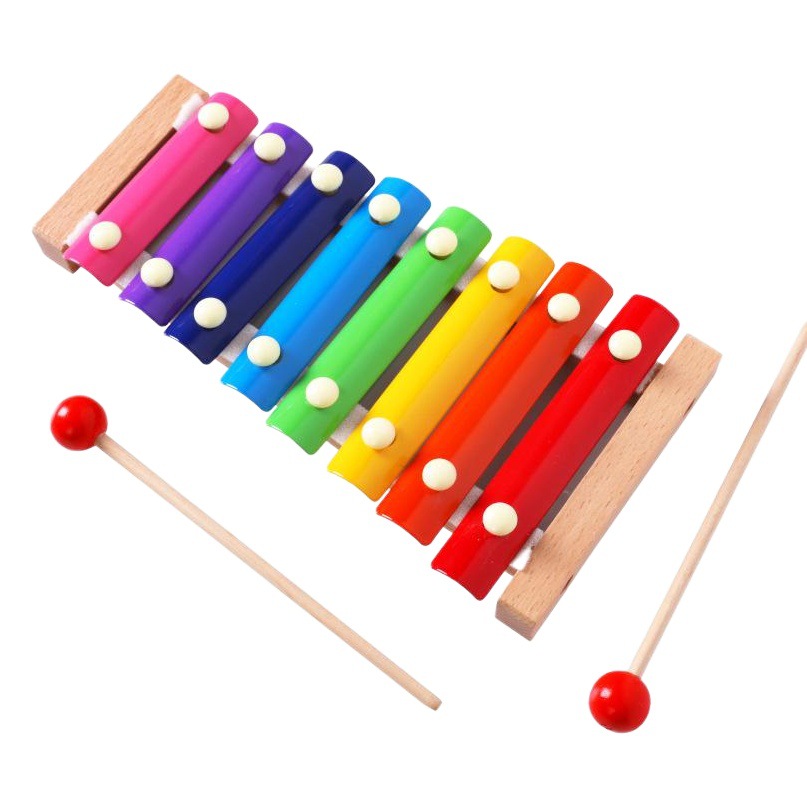 Piano de madera de ocho tonos para niños tocando a mano educación temprana bebé instrumento musical educativo juguete pequeño piano de percusión de madera image 1