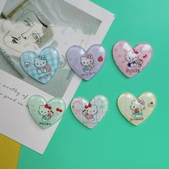 冰透桃心猫咪配件 LOVE爱心卡通 DIY发夹包玩具钥匙扣挂件材料