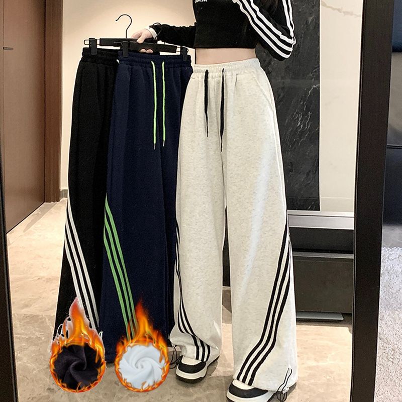 American-Style Trendy Twill Casual Wide-Leg Pants High Street Fashion Versatile Autumn and Winter Fleece-Lined Sweatpants Drapey Long Pants American-Style Trendy Twill Casual Wide-Leg Pants High Street Fashion Versatile Autumn and Winter Fleece-Lined Sweatpants Drapey Long Pants