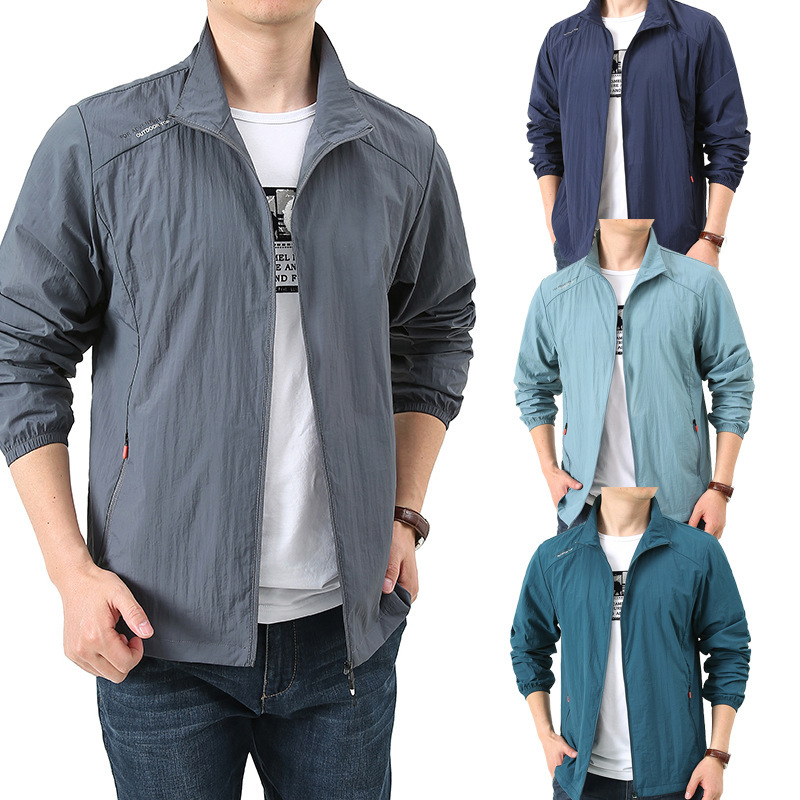 K2 Light Version Summer New Stand Collar Loose Fit Men's Casual Outdoor Sports Windbreaker Men's Breathable Hoodless Skin Jacket