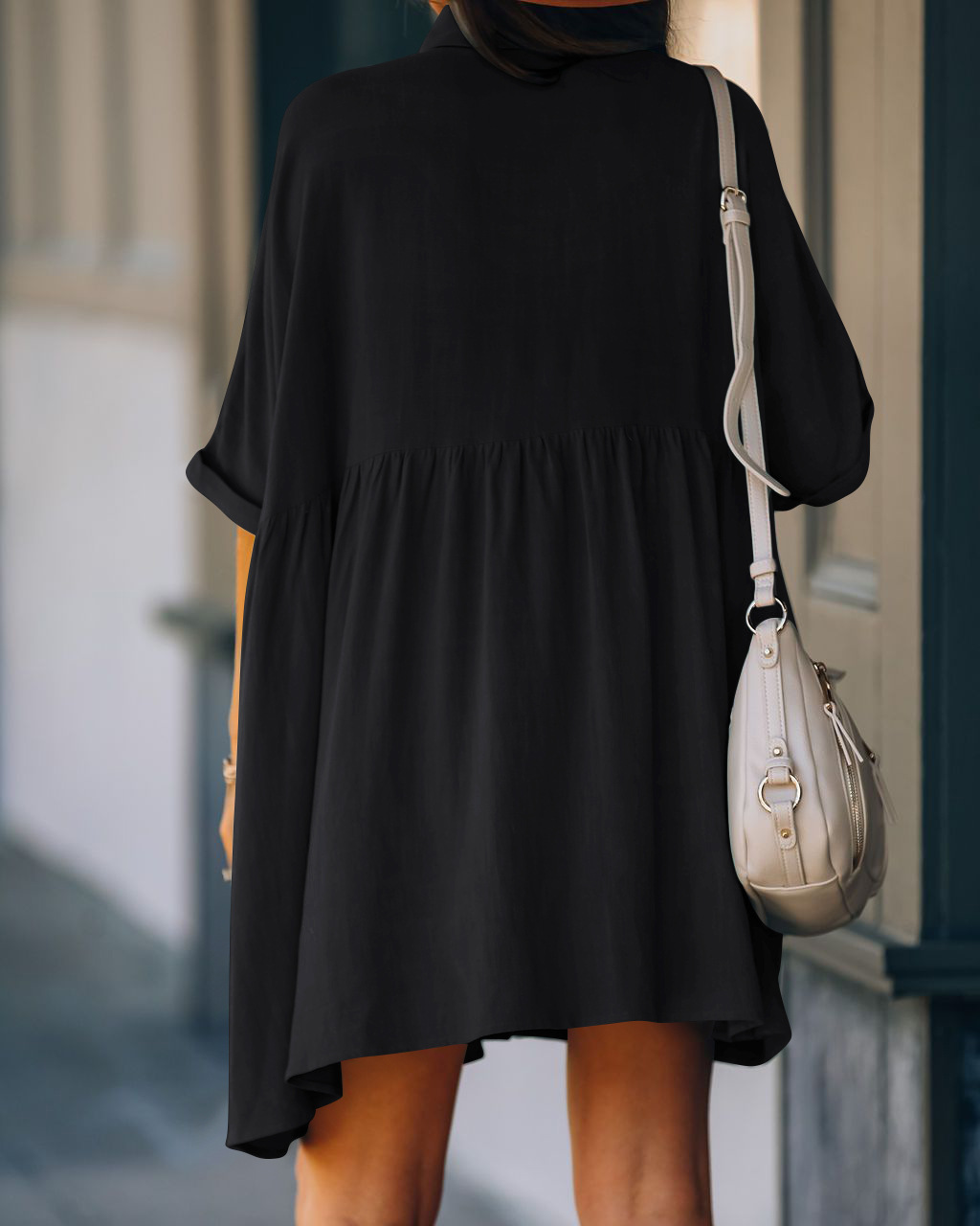 268g Weight White, Black Color Simple Solid Color Shirt-style Cardigan Loose Swimsuit Cover-up Sunscreen Cover-up 2