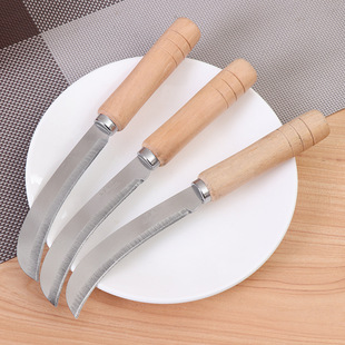 Lengthened wooden handle stainless steel fruit knife pineapple machete banana machete multifunctional fruit peeler kitchen knife