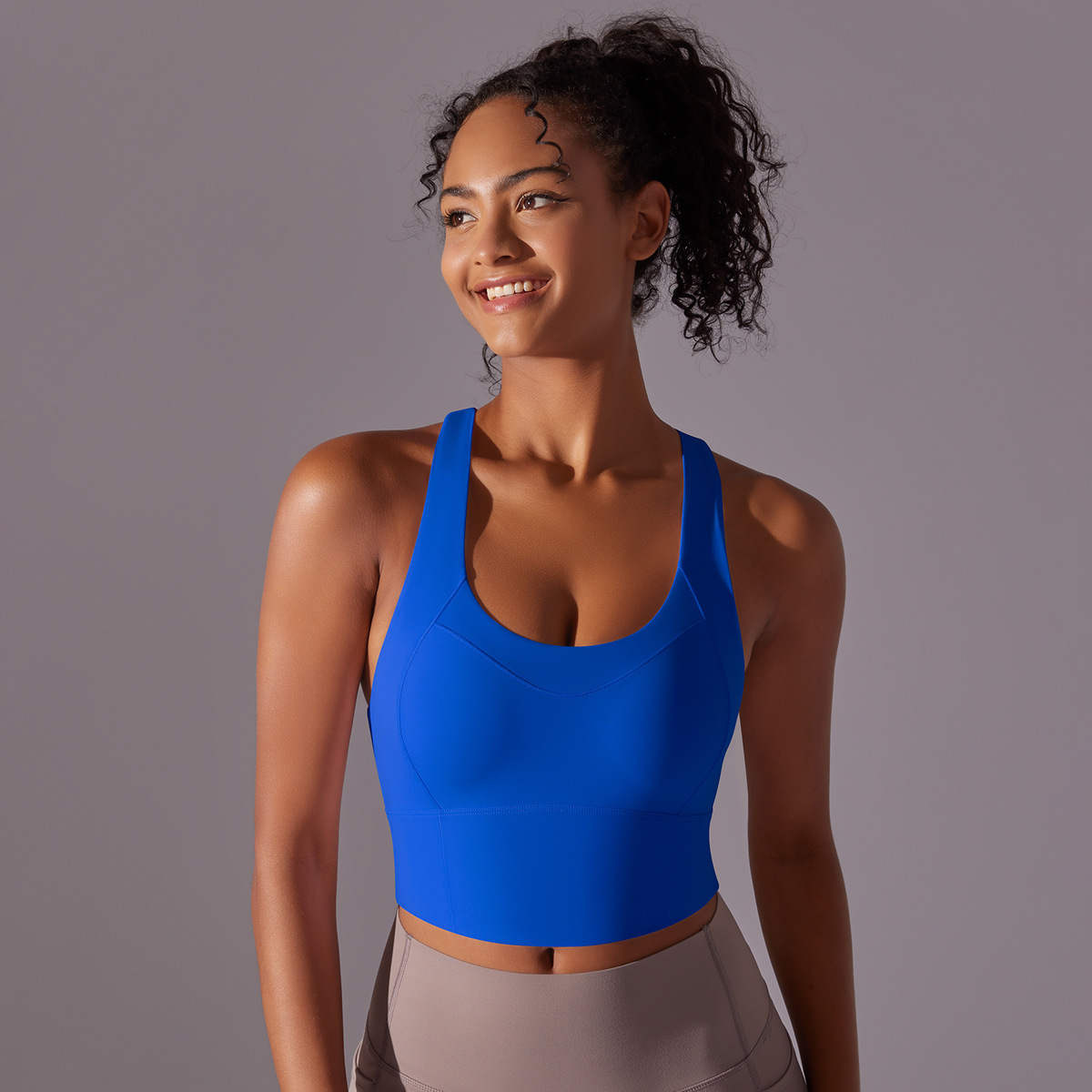 140g Weight Sleeveless Sleeve Length Nylon, Cotton Blend Fabric Type Short Top Length Halter Crisscross Tank Tops Type Fitness, Yoga Occasion Strap Neckline Solid Color Pattern Sports Style Sports Solid Color Nylon Cotton Blend Strap Active Tops Halter Crisscross Tank 36