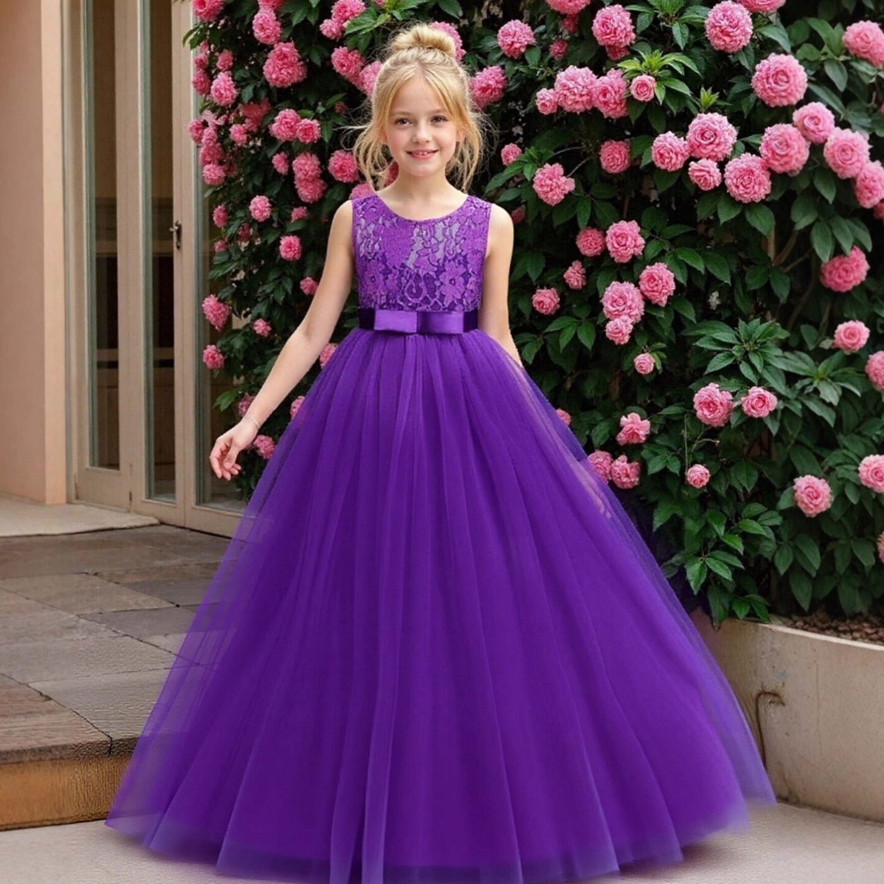 Purple Princess Tulle Skirt Dress for Girls