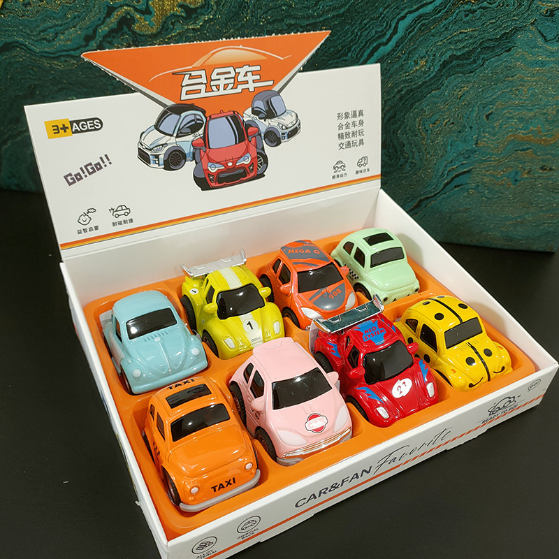 Alloy Toy Car Display Box Q Version Pocket Car Mini 1:64 Pull-Back Chenghai Children's Educational Toys Wholesale