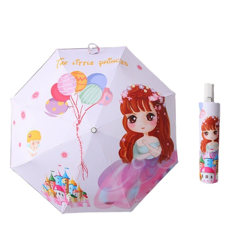 Детский зонт, полностью автоматический складной, с защитой от отскока, для мальчиков и девочек, учащихся начальной школы, складной зонт для школы, утолщенная ткань