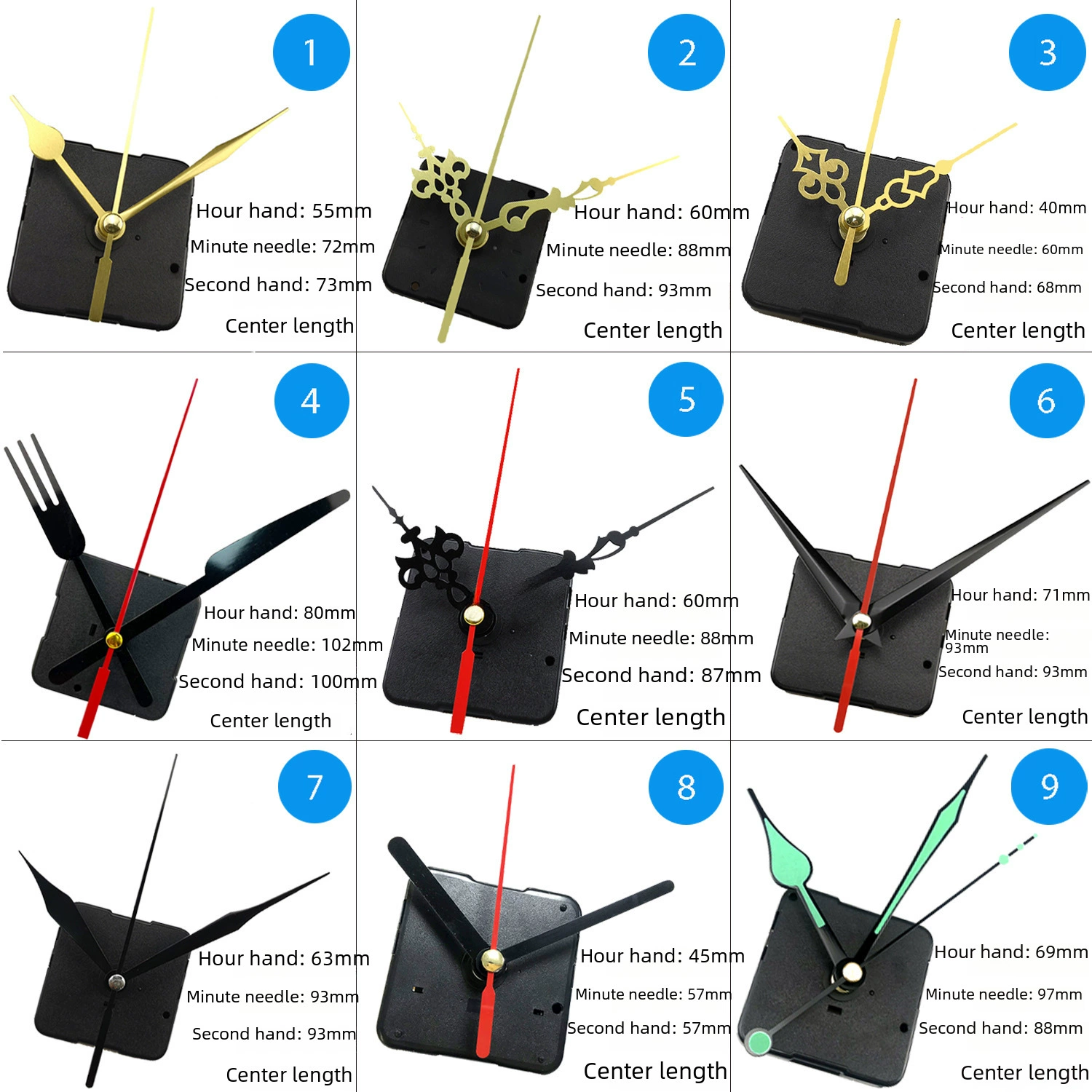 Cross -border spot static hanging clock movement, table clock clock movement, DIY clock movement clock chip core, multiple specifications