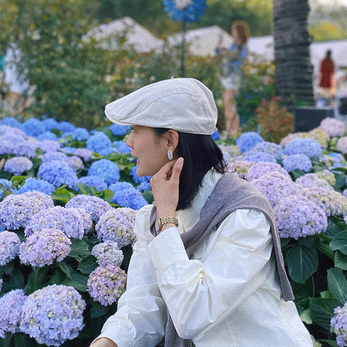 Bell cap for women, suitable for spring, summer, autumn, and winter, trendy retro Japanese, niche, artist hat, round face, makes face look smaller, avant-garde hat