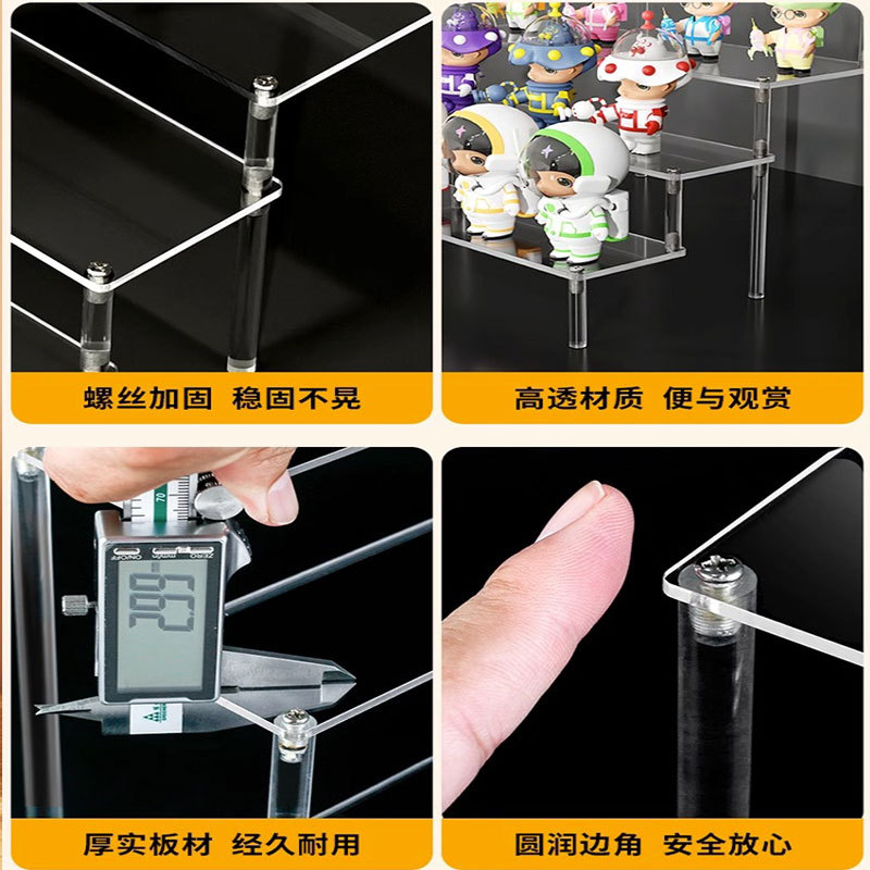 Expositor de acrílico, soporte trapezoidal transparente de varias capas para pequeños adornos, estante de almacenamiento de escritorio para figuras, expositor tipo escalera. image 3