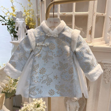 女童旗袍连衣裙2024新款秋冬季洋气女宝宝加绒加厚儿童公主裙子