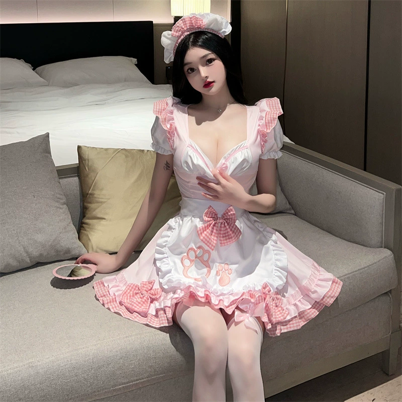 Японская горничная сладкий котенок дикая Горничная косплей милые мягкие девушки вторичные Лолита платье сексуальный