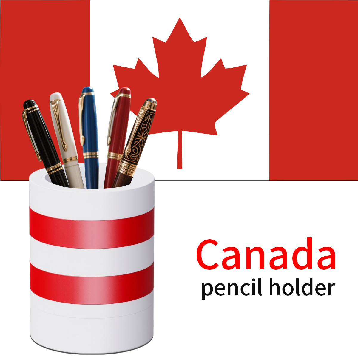 크리 에이 티브 펜 홀더 캐나다 국기 패턴 펜 홀더 DIY 사무 용품 보관 펜 홀더 대외 무역 국경 간 배송