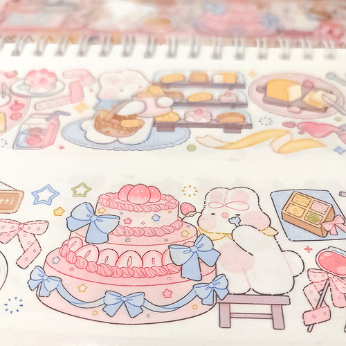 Cream Bunny Tape Full Roll Collection Special Oil and Paper Tape Cute Cartoon Sweet Salty Handmade Collage Material