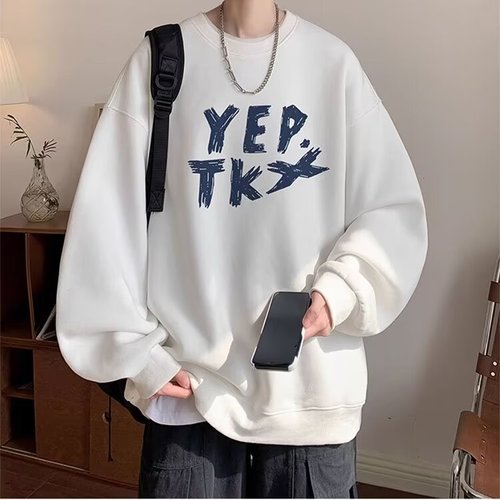 Men's Wine Red Round Neck Sweatshirt Spring and Autumn Season Underwear Base Shirt Fall Trend Brand Long Sleeve Hooded Top Coat