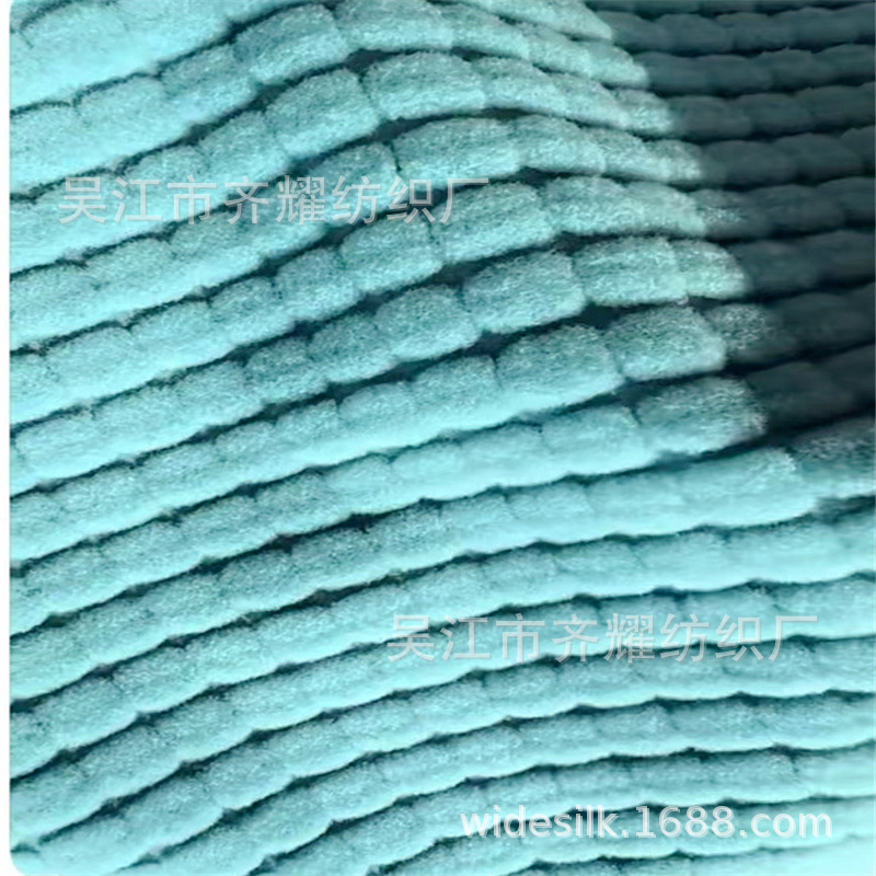 提花割绒剪毛摇粒起绒大圆点单面拉毛剪绒梭织一体绒登山尼四面弹