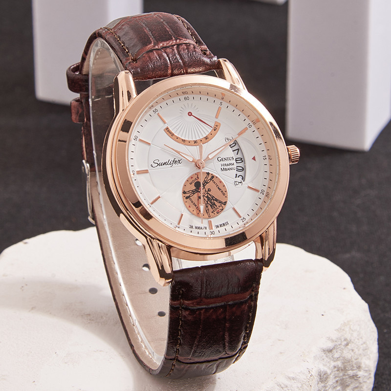 Reloj de hombre de marca suiza reloj de cuarzo de calendario ultra delgado reloj de cuarzo de cinturón real de negocios de moda