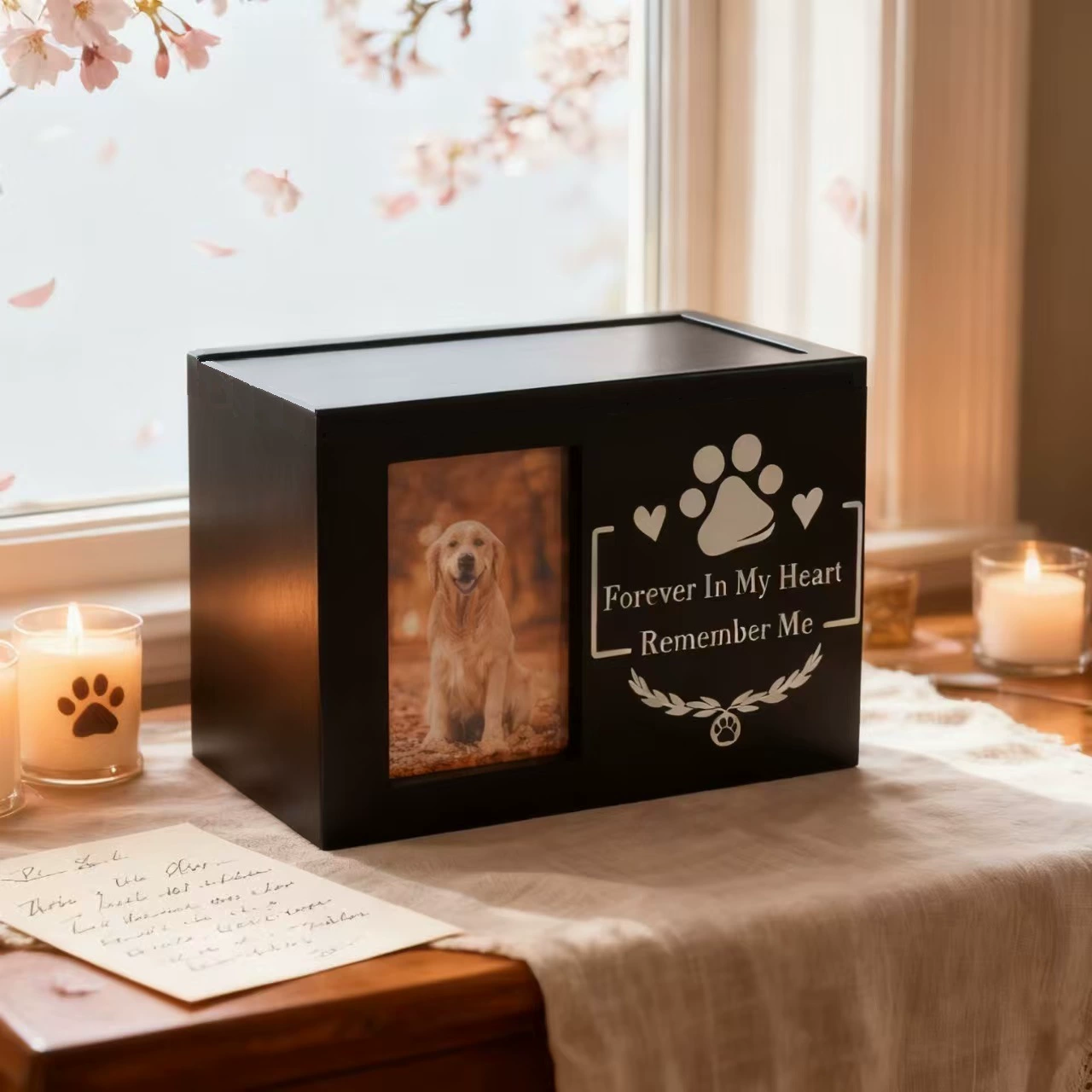 Готовая деревянная урна для домашних животных с фоторамкой, похоронными принадлежностями, похоронной коробкой, подходит для собак, кошек, хомяков поддерживает один
