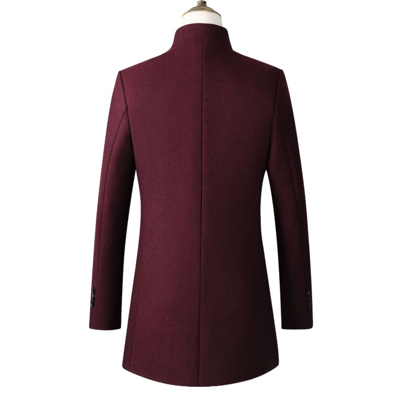 【Selección Premium】Abrigo de Lana con Cuello Alto y Botones, Estilo Europeo, Talla Grande, para Hombre, Fuente Mayorista de Ropa Masculina