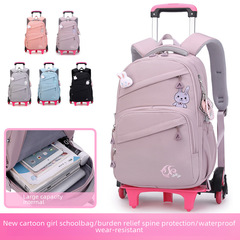 Natural fish one-time delivery middle school students six-round ladder rod backpack for primary school students large capacity double shoulder bag cross-border special