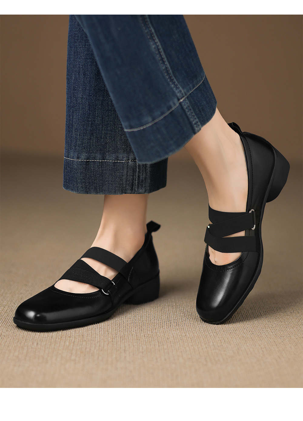 Giày Mary Jane nữ quai ngang gót xuồng 4 cm, phong cách ballet retro — đen chi tiết 14