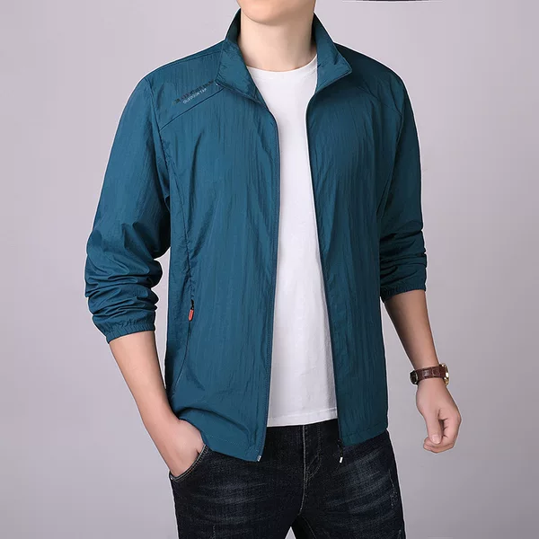 2026 New Men's Summer Thin Cool UV-Protective Skin Jacket Long Sleeve Outdoor Stand Collar Fishing Jacket
