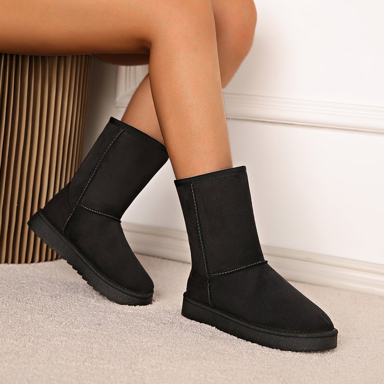 Μπότες χιονιού μεγάλου μεγέθους για άντρες και γυναίκες το χειμώνα με φλις πάχυνση ψηλά μπότες ζεστές βαμβακερές βαμβακερά παπούτσια_voghion.com