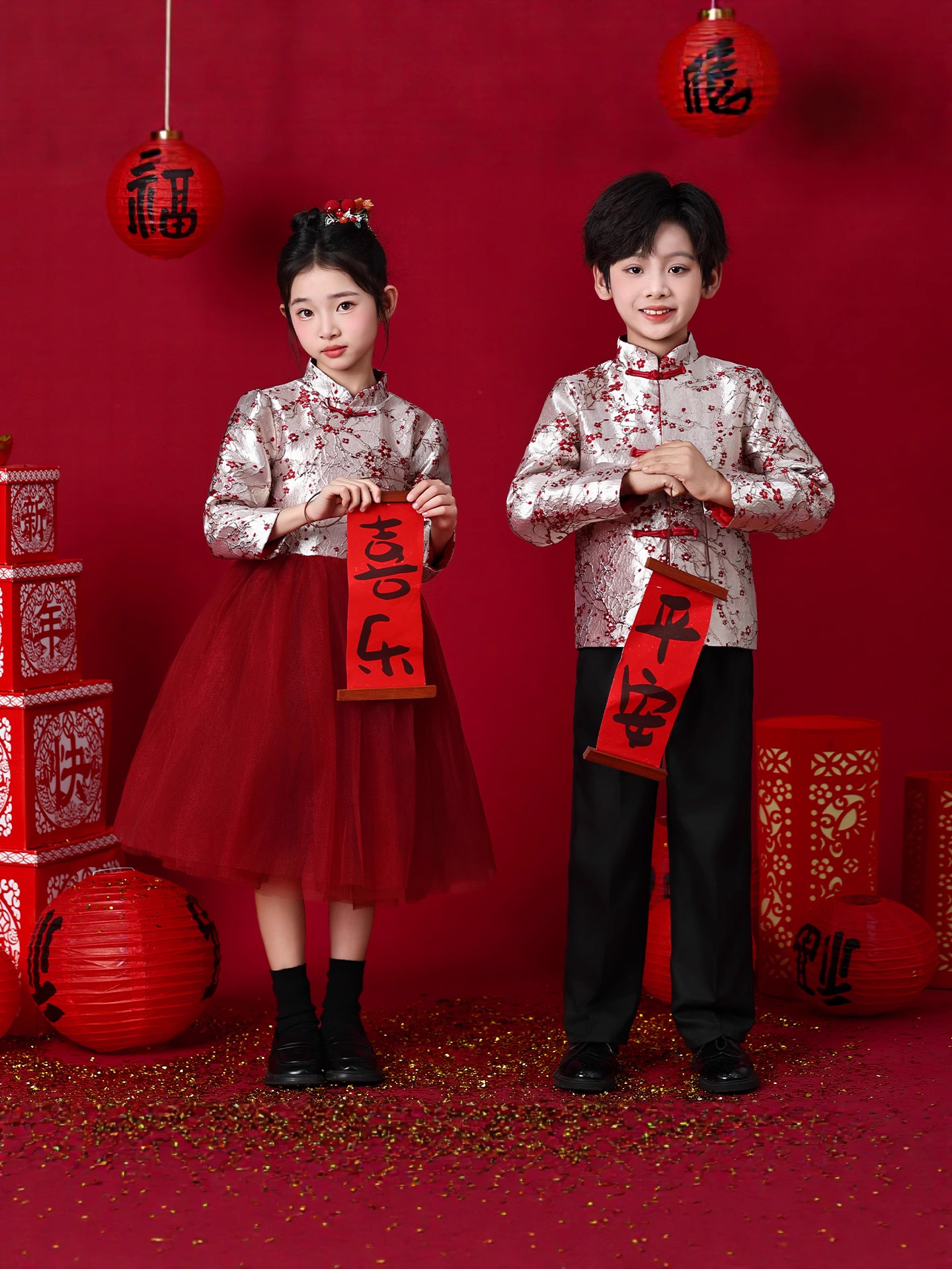 Children's suit for students, red dress 2